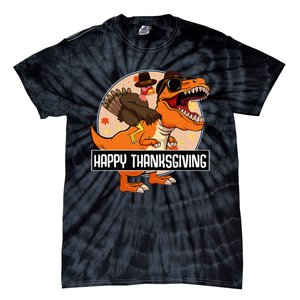 Thanksgiving Turkey Dinosaur Ride Fun and Cool Holiday Tie-Dye T-Shirt