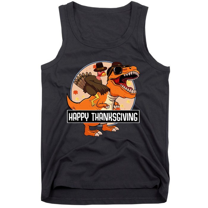 Thanksgiving Turkey Dinosaur Ride Fun and Cool Holiday Tank Top