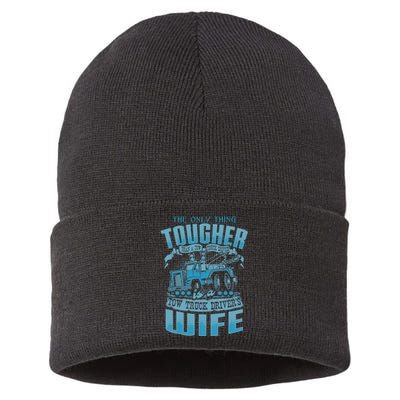 TOW TRUCK DRIVERS WIFE Funny Tow Truck Drivers Sustainable Knit Beanie