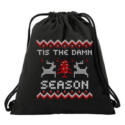 Tis The Damn Season Ugly Sweater Evermore Christmas Taylor Lover Xmas Drawstring Bag