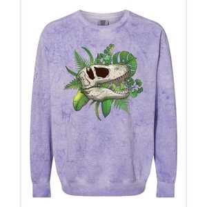 Tropical TRex Dinosaur Skull Colorblast Crewneck Sweatshirt