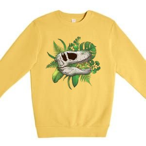 Tropical TRex Dinosaur Skull Premium Crewneck Sweatshirt