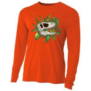 Tropical TRex Dinosaur Skull Cooling Performance Long Sleeve Crew