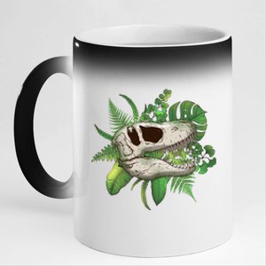 Tropical TRex Dinosaur Skull 11oz Black Color Changing Mug