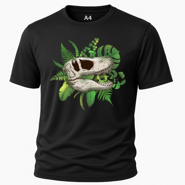 Tropical TRex Dinosaur Skull Cooling Performance Crew T-Shirt