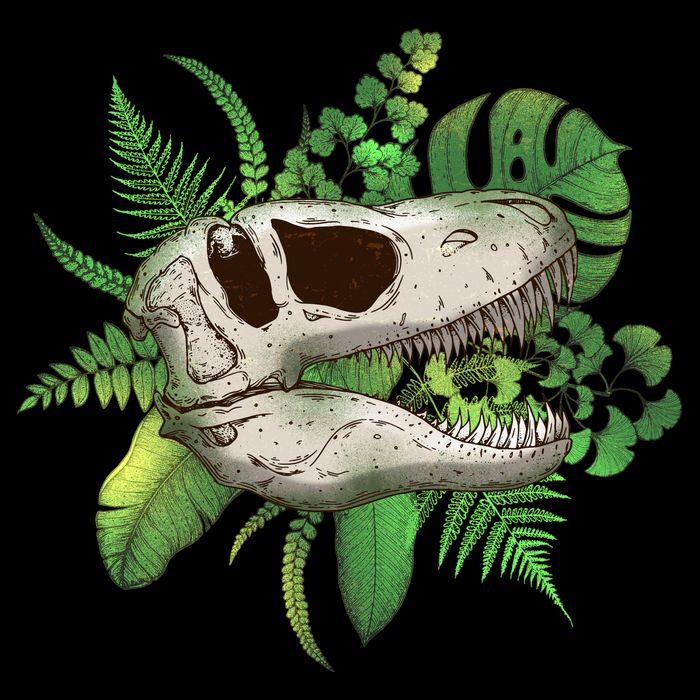Tropical TRex Dinosaur Skull Cooling Performance Crew T-Shirt