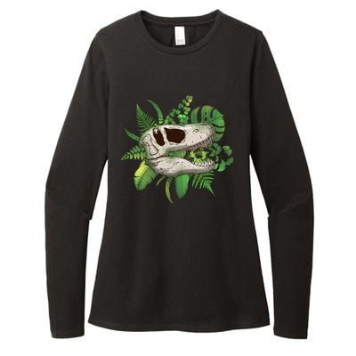 Tropical TRex Dinosaur Skull Womens CVC Long Sleeve Shirt