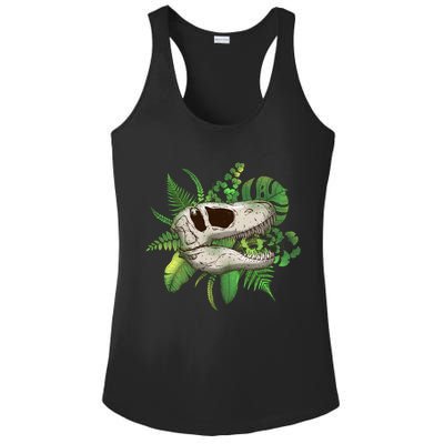 Tropical TRex Dinosaur Skull Ladies PosiCharge Competitor Racerback Tank