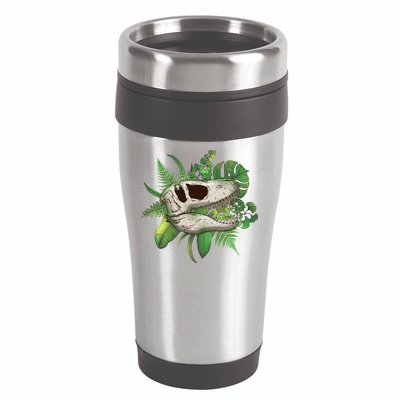 Tropical TRex Dinosaur Skull 16oz Travel Tumbler