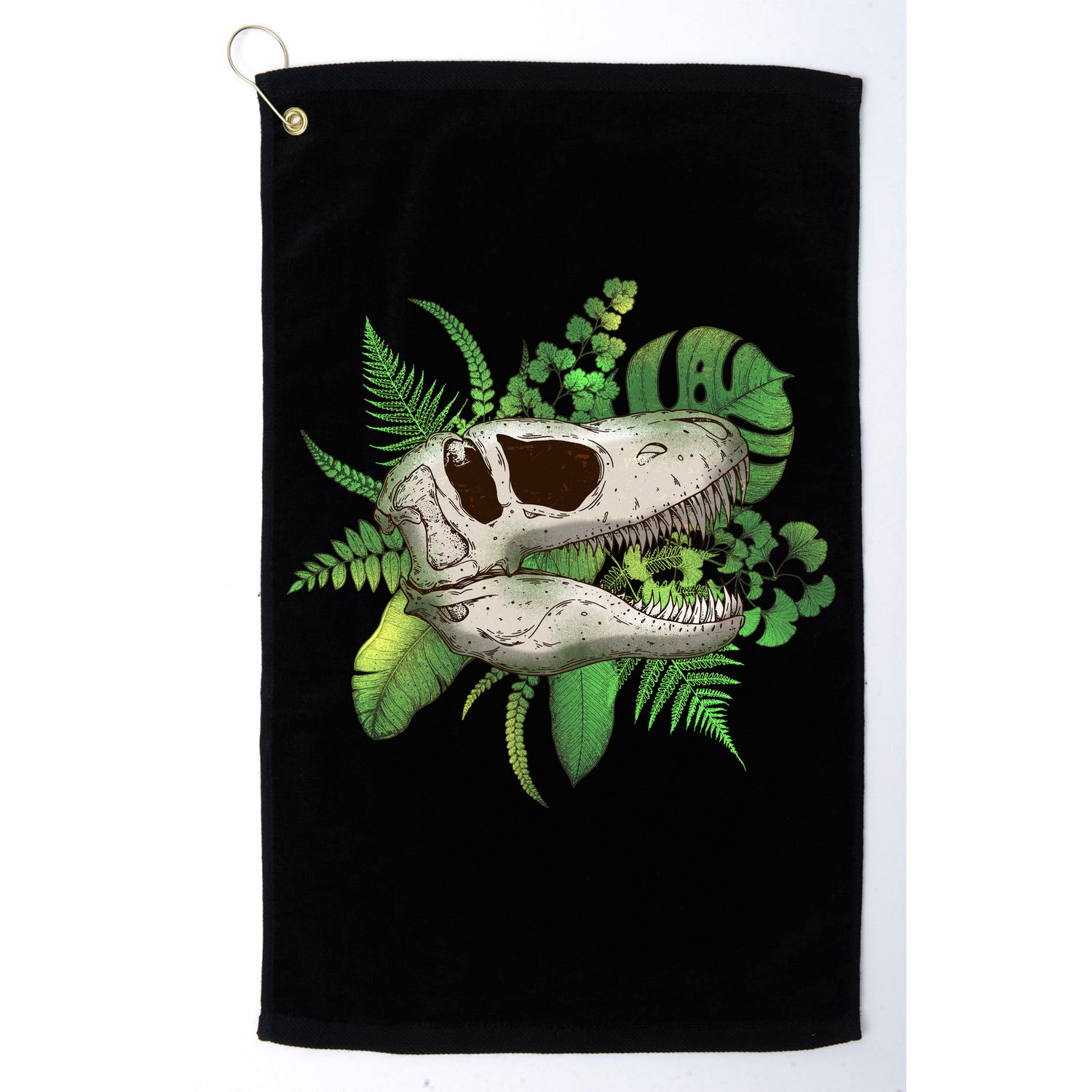 Tropical TRex Dinosaur Skull Golf Towel