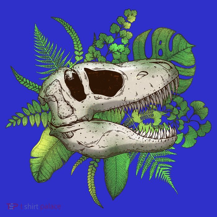 Tropical TRex Dinosaur Skull Button