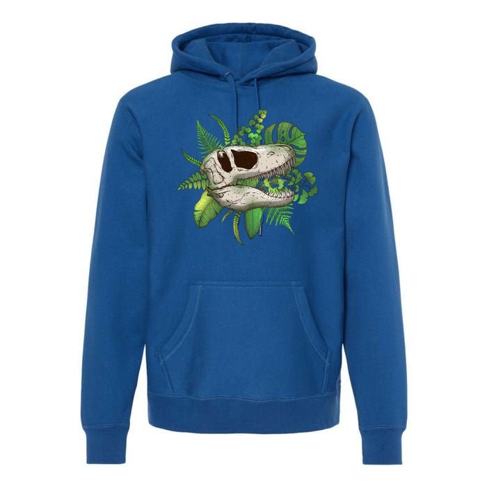 Tropical TRex Dinosaur Skull Premium Hoodie