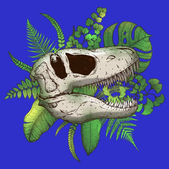 Tropical TRex Dinosaur Skull Poster