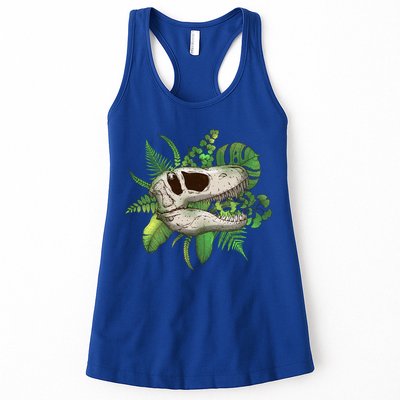 Tropical TRex Dinosaur Skull Womens Tank Top