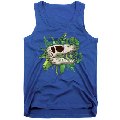 Tropical TRex Dinosaur Skull Tank Top