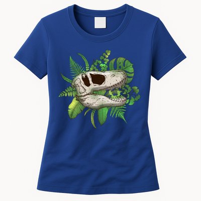 Tropical TRex Dinosaur Skull Womens T-Shirt