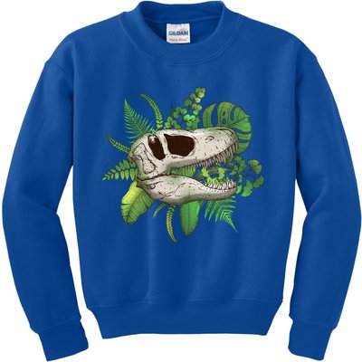 Tropical TRex Dinosaur Skull Kids Sweatshirt