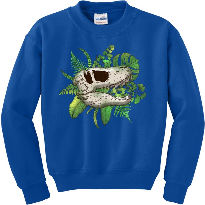 Tropical TRex Dinosaur Skull Kids Sweatshirt