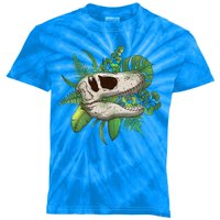 Tropical TRex Dinosaur Skull Kids Tie-Dye T-Shirt