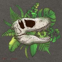 Tropical TRex Dinosaur Skull Cotton Canvas Backpack