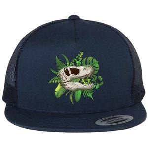 Tropical TRex Dinosaur Skull Flat Bill Trucker Hat