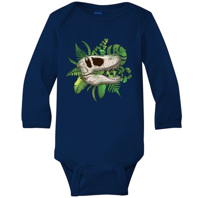 Tropical TRex Dinosaur Skull Baby Long Sleeve Bodysuit