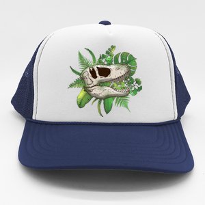 Tropical TRex Dinosaur Skull Trucker Hat