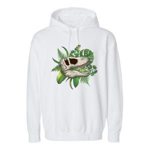 Tropical TRex Dinosaur Skull Garment-Dyed Fleece Hoodie