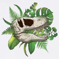 Tropical TRex Dinosaur Skull Garment-Dyed Sweatshirt