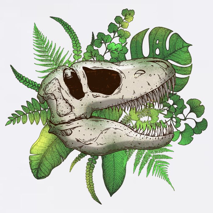 Tropical TRex Dinosaur Skull Garment-Dyed Sweatshirt