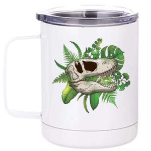 Tropical TRex Dinosaur Skull 12 oz Stainless Steel Tumbler Cup