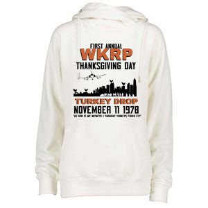 Thanksgiving Turkey Drop Wkrp Womens Funnel Neck Pullover Hood