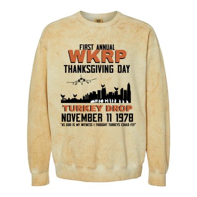 Thanksgiving Turkey Drop Wkrp Colorblast Crewneck Sweatshirt