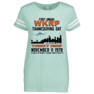 Thanksgiving Turkey Drop Wkrp Enza Ladies Jersey Football T-Shirt