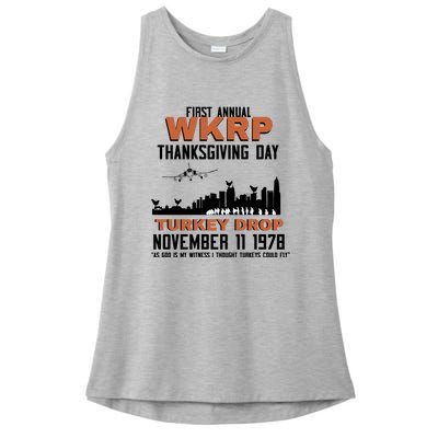 Thanksgiving Turkey Drop Wkrp Ladies PosiCharge Tri-Blend Wicking Tank