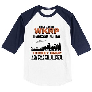 Thanksgiving Turkey Drop Wkrp Baseball Sleeve Shirt