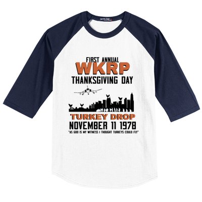 Thanksgiving Turkey Drop Wkrp Baseball Sleeve Shirt