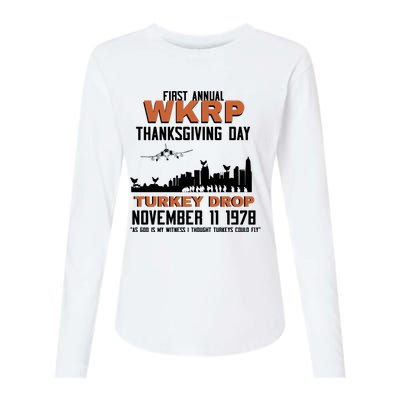 Thanksgiving Turkey Drop Wkrp Womens Cotton Relaxed Long Sleeve T-Shirt