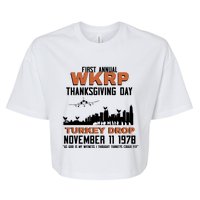 Thanksgiving Turkey Drop Wkrp Bella+Canvas Jersey Crop Tee