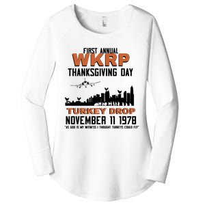 Thanksgiving Turkey Drop Wkrp Women's Perfect Tri Tunic Long Sleeve Shirt