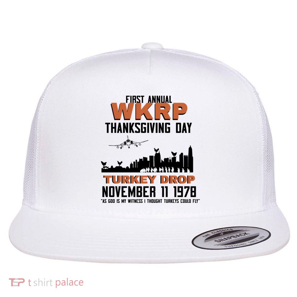 Thanksgiving Turkey Drop Wkrp Flat Bill Trucker Hat