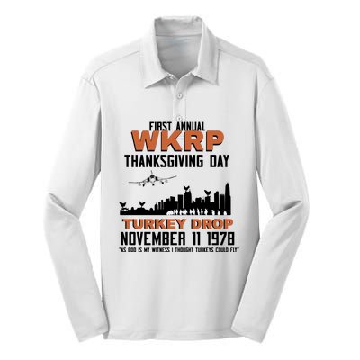 Thanksgiving Turkey Drop Wkrp Silk Touch Performance Long Sleeve Polo