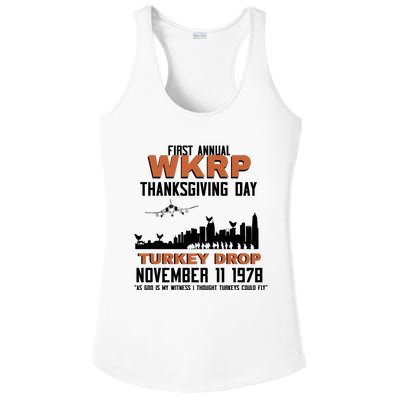 Thanksgiving Turkey Drop Wkrp Ladies PosiCharge Competitor Racerback Tank