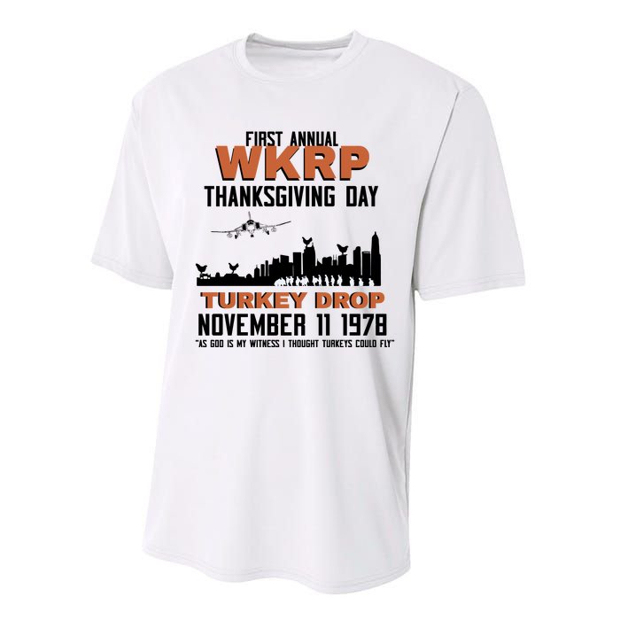 Thanksgiving Turkey Drop Wkrp Performance Sprint T-Shirt