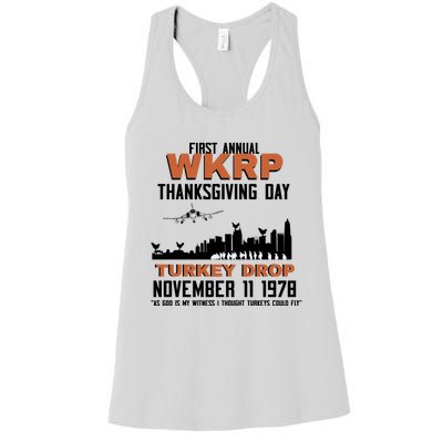 Thanksgiving Turkey Drop Wkrp Women's Racerback Tank