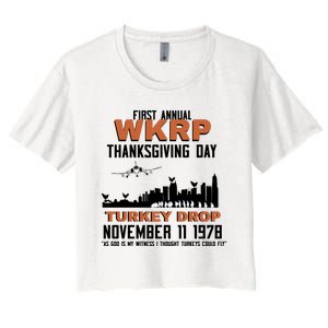 Thanksgiving Turkey Drop Wkrp Women's Crop Top Tee