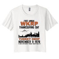 Thanksgiving Turkey Drop Wkrp Women's Crop Top Tee