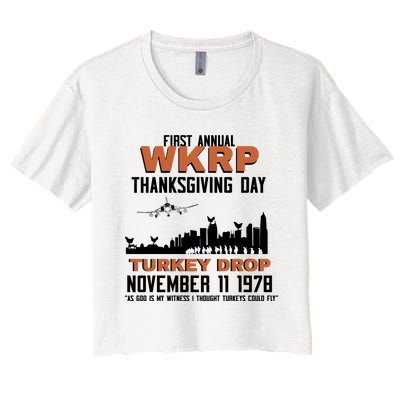 Thanksgiving Turkey Drop Wkrp Women's Crop Top Tee