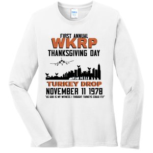 Thanksgiving Turkey Drop Wkrp Ladies Long Sleeve Shirt