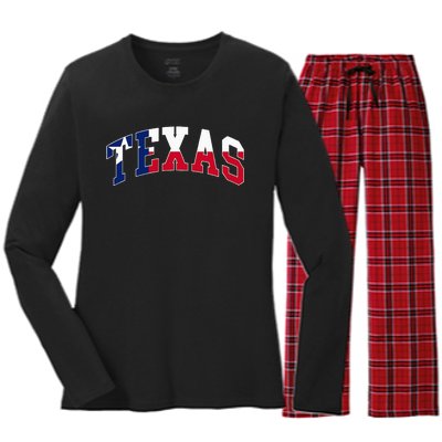 Texas Throwback Design Flag Of Texas Classic Women's Long Sleeve Flannel Pajama Set 